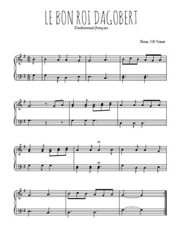 Téléchargez l'arrangement pour piano de la partition de Le bon roi Dagobert en PDF, niveau facile